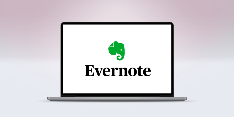 Logotipo do Evernote na tela de um laptop