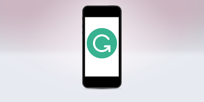 Logotipo do Grammarly na tela de um smartphone